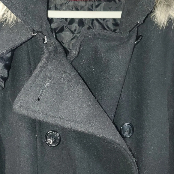 Alpine Swiss Parka Trench Pea Coat Jacket Fur Hood w Extra Button Women Size 1XL - Picture 8 of 16